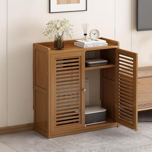 HARELA WLAN-Router-Aufbewahrungsschrank, Stand-Router-Aufbewahrungsbox, Modem, Freistehender Schrank-Organizer für Zuhause und Büro(Brown,26.4x23.2x9.8in) von HARELA