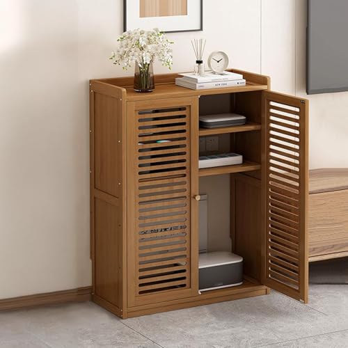 HARELA WLAN-Router-Aufbewahrungsschrank, Stand-Router-Aufbewahrungsbox, Modem, Freistehender Schrank-Organizer für Zuhause und Büro(Brown,32.3x23.2x9.8in) von HARELA