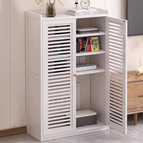 HARELA WLAN-Router-Aufbewahrungsschrank, Stand-Router-Aufbewahrungsbox, Modem, Freistehender Schrank-Organizer für Zuhause und Büro(White,38.2x23.2x9.8in) von HARELA