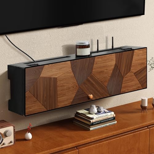 HARELA WLAN-Router-Aufbewahrungsschrank, Wand WLAN-Router Aufbewahrungsbox, Steckdosenleiste und Kabelmanagement-Organizer für Zuhause und Büro(70x12x20cm/27.6x4.7x7.9in) von HARELA