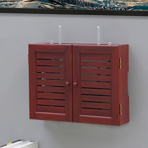 HARELA WLAN-Router-Aufbewahrungsschrank, Wand WLAN-Router Aufbewahrungsbox, TV Kabel Verstecken Box, Wand WiFi Montierte Rack(Red,14.2x3.7x11in) von HARELA