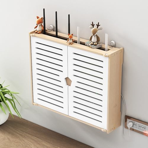 HARELA Wandmontierter WLAN-Box-Organizer, Home Router Aufbewahrungsbox, Cable Management Kabel Organizer, WiFi Router Storage(37x10x33cm/14.6x3.9x13in) von HARELA