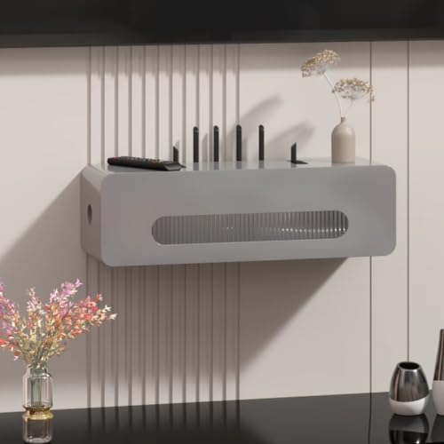 HARELA Wandmontierter WLAN-Box-Organizer, WLAN-Router-Aufbewahrungsbox, Cable Management TV Kabel Verstecken Box, für Zuhause und Büro(Gray,27.6x7.9x7.9in) von HARELA