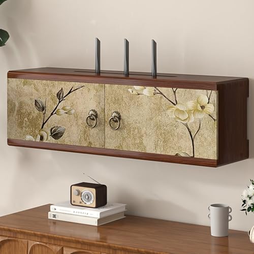 HARELA WiFi-Router-Aufbewahrungsboxen, Holzhalterung für Stromkabel, Verstecken Wand Steckdosenbox, Wohnzimmer Modem Kabel Router Abdeckung Multifunkti(Wood,60cm/23.6in) von HARELA