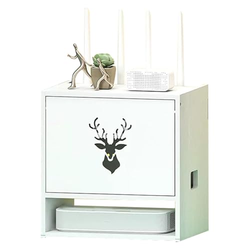 HARELA WiFi-Router-Aufbewahrungsboxen, Netzwerkschrank, Router Schrank, TV Kabel Verstecken Box, Freistehender Schrank-Organizer für Zuhause und Büro(White Maple) von HARELA