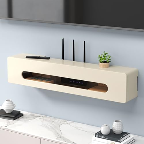 HARELA WiFi-Router-Aufbewahrungsboxen, Wand TV Kabel Verstecken Box, Netzwerkschrank, Multifunktional Router Aufbewahrungsbox für Büro und Haus(Off-White,70cm/27.5in) von HARELA