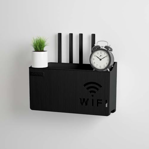 HARELA WiFi-Router-Aufbewahrungsboxen, Wand TV Kabel Verstecken Box, Verstecken Wand Steckdosenbox, Organisieren Sie Ihre wichtigen Utensilien für Zuhause und Büro(Black) von HARELA