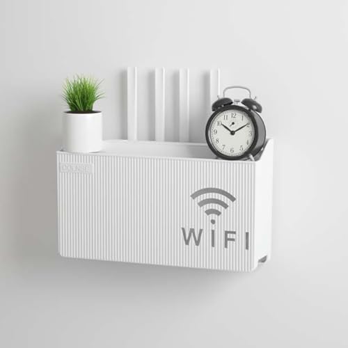 HARELA WiFi-Router-Aufbewahrungsboxen, Wand TV Kabel Verstecken Box, Verstecken Wand Steckdosenbox, Organisieren Sie Ihre wichtigen Utensilien für Zuhause und Büro(White) von HARELA