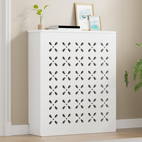 Heizkörperverkleidung, Dekorative Heizkörperabdeckungen in unterschiedlichen Größen, weiß-lackierter Schrank aus mitteldichter Faserplatte(100x90x25cm/39.4x35.4x9.8in) von HARELA