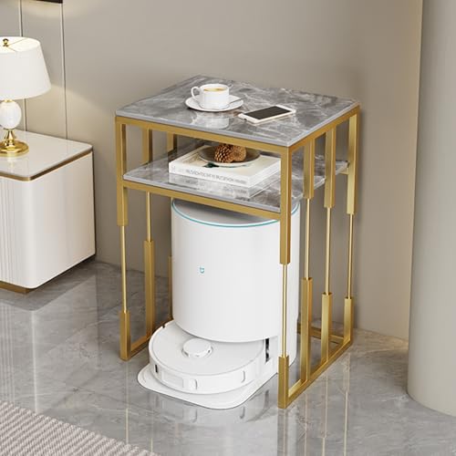 Metall Saugroboter Ständer Staubsauger Roboter Halter, Versteckter Staubsaugerroboter Ständer für Zuhause Büro Wohnzimmer Garage Ecke Un, Einfacher Wasserwechsel(Gold 3,40 * 40cm/15.7 * 15.7in) von HARELA