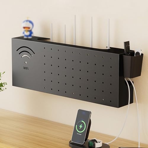 Router Aufbewahrungsbox, Verstecken Wand Steckdosenbox, Wandmontierte Regal Halter Router Schrank Wandbox Routerkasten, for Zuhause und Büro(70cm/27.5in) von HARELA