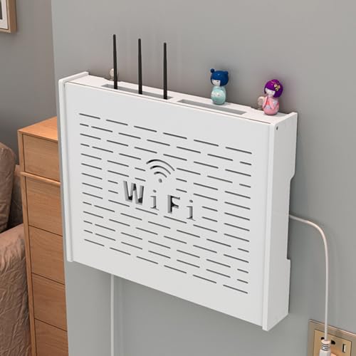 Router Box Kabel, Verstecken Wand Steckdosenbox, Wand TV Kabel Verstecken Box, Wohnzimmer Modem Kabel Router Abdeckung Multifunkti, Weiß(White A,42 * 31CM/16.5 * 12.2IN) von HARELA