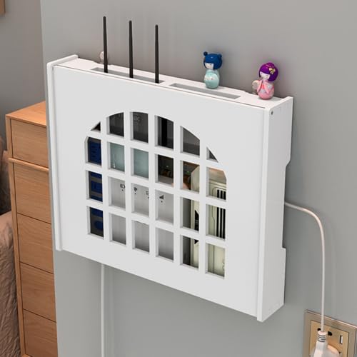 Router Box Kabel, Verstecken Wand Steckdosenbox, Wand TV Kabel Verstecken Box, Wohnzimmer Modem Kabel Router Abdeckung Multifunkti, Weiß(White B,42 * 31CM/16.5 * 12.2IN) von HARELA