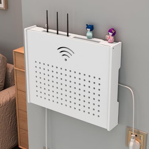 Router Box Kabel, Verstecken Wand Steckdosenbox, Wand TV Kabel Verstecken Box, Wohnzimmer Modem Kabel Router Abdeckung Multifunkti, Weiß(White C,48 * 38CM/18.9 * 14.9IN) von HARELA