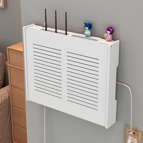 Router Box Kabel, Verstecken Wand Steckdosenbox, Wand TV Kabel Verstecken Box, Wohnzimmer Modem Kabel Router Abdeckung Multifunkti, Weiß(White D,42 * 31CM/16.5 * 12.2IN) von HARELA