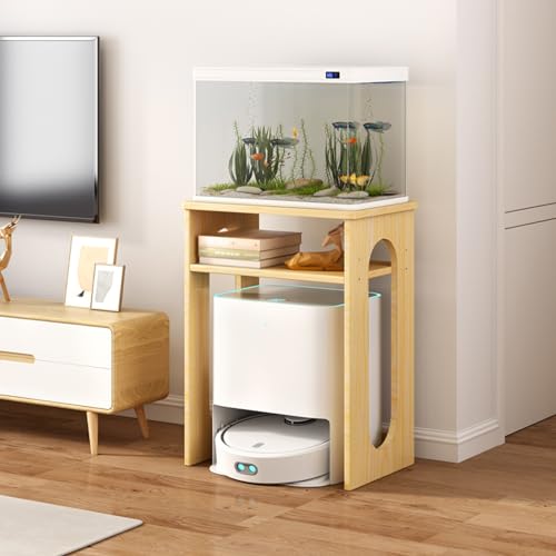 Saugroboter Ständer, Staubsauger Roboter Halter, Lagerschrank mit verstellbarem Einlegeboden, Roboter Staubsaugerschrank Aus Holz, für Wohnzimmer oder Home-Office(Wood Color A) von HARELA