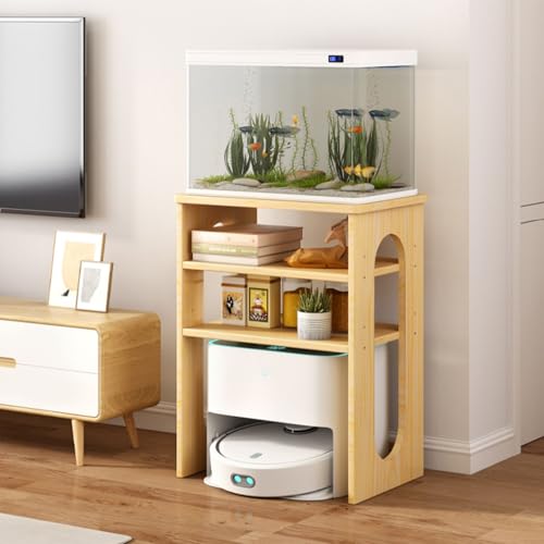 Saugroboter Ständer, Staubsauger Roboter Halter, Lagerschrank mit verstellbarem Einlegeboden, Roboter Staubsaugerschrank Aus Holz, für Wohnzimmer oder Home-Office(Wood Color B) von HARELA