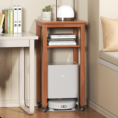 Saugroboter Ständer Halter Vakuum-Aufbewahrung Roboter Schrank mit Rädern, Beistelltisch Wohnzimmer Roboter Standschrank, für Wohnzimmer, Home Office(Walnut Color,55cm/21.6in) von HARELA