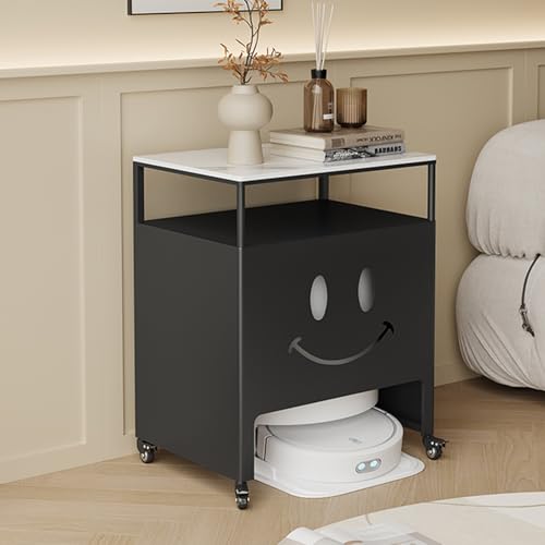 Saugroboter Ständer Staubsauger, Generisch Bodenstehendes Lagerregal aus Metall, Versteckter Staubsaugerroboter Ständer Für Zuhause Büro Wohnzimmer Garage Ecke Un(Black,60 * 40cm/23.6 * 15.7in) von HARELA