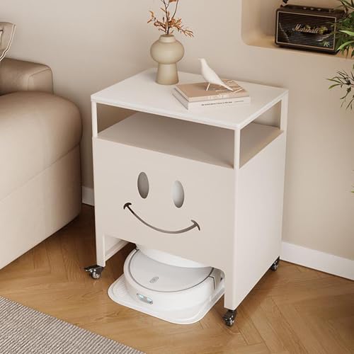 Saugroboter Ständer Staubsauger, Generisch Bodenstehendes Lagerregal aus Metall, Versteckter Staubsaugerroboter Ständer Für Zuhause Büro Wohnzimmer Garage Ecke Un(Off-White 1,50 * 50cm/19.7 * 19.7in) von HARELA