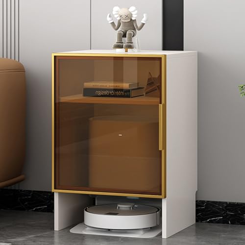 Saugroboter Ständer Staubsauger Roboter Halter, Beistelltisch Wohnzimmer Roboter Standschrank, Beistelltisch für Wohnzimmer oder Homeoffice(Warm White B) von HARELA