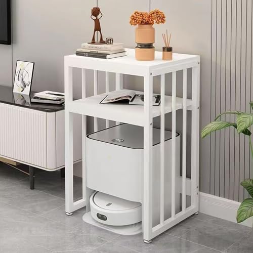 Saugroboter Ständer Staubsauger Roboter Halter, Generisch Bodenstehendes Lagerregal aus Metall, Beistelltisch für Wohnzimmer oder Home-Office(White,40 * 40cm/15.7 * 15.7in) von HARELA