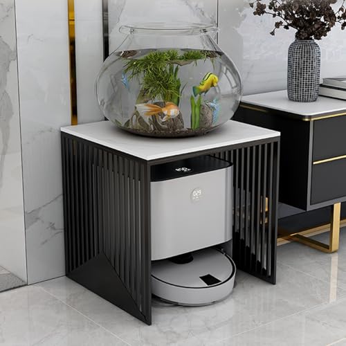 Saugroboter Ständer Staubsauger Roboter Halter, Metall Beistelltisch, Staubsauger Regal Stauraum für Wohnzimmer, Schlafzimmer, Küche, Aquariumregal, hoher Fußboden(Black,80cm/31.5in) von HARELA