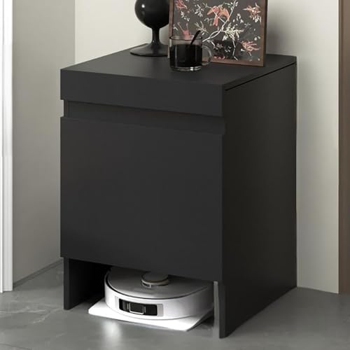 Saugroboter Ständer Staubsauger Roboter Halter, Wohnzimmer Schlafzimmer Büro Balkon Schlafsaal Eck Beistelltische/Nachttisch Mit Aufbewahrun(Black) von HARELA