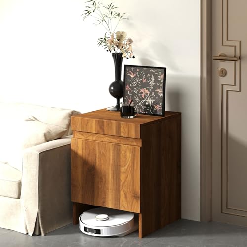 Saugroboter Ständer Staubsauger Roboter Halter, Wohnzimmer Schlafzimmer Büro Balkon Schlafsaal Eck Beistelltische/Nachttisch Mit Aufbewahrun(Walnut) von HARELA