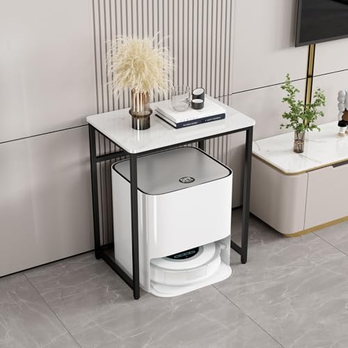 Saugroboter Ständer Staubsauger Roboter Halter Versteckter, Beistelltisch Möbel Für Wohnakzente Smart Sweeper Aufbewahrungsregal, Einfacher Wasserwechsel(Black,50cm/19.7in) von HARELA