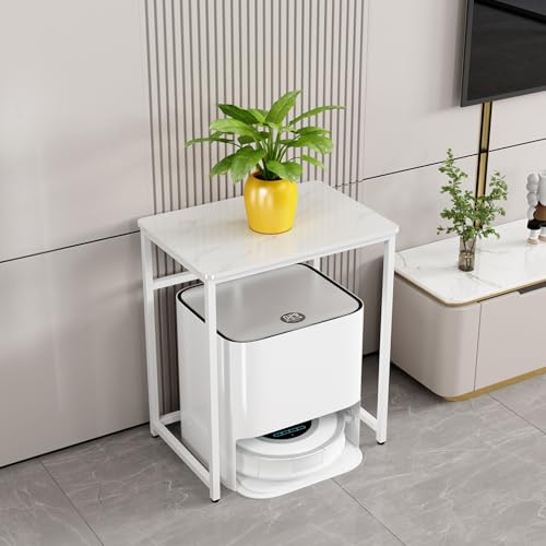 Saugroboter Ständer Staubsauger Roboter Halter Versteckter, Beistelltisch Möbel Für Wohnakzente Smart Sweeper Aufbewahrungsregal, Einfacher Wasserwechsel(White,50cm/19.7in) von HARELA