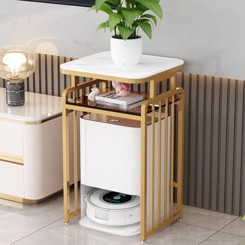 Saugroboter Ständer Staubsauger Roboter Halter Versteckter, Generisch Bodenstehendes Lagerregal aus Metall, für Wohnzimmer, Schlafzimmer, Badezimmer, Balkon(Gold,55 * 40cm/21.6 * 15.7in) von HARELA