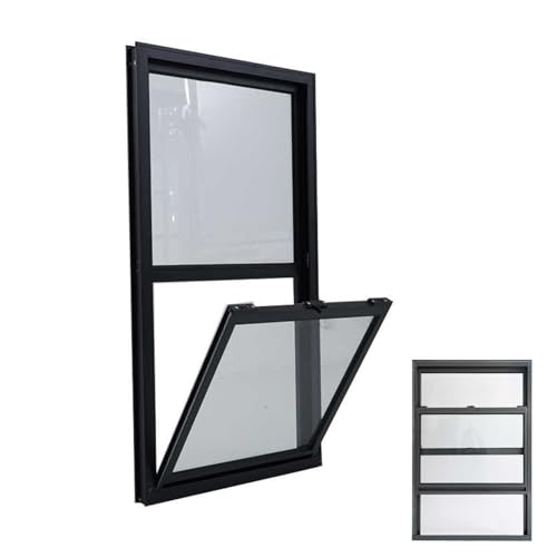 Schiebefenster Kippfenster, Vertikal Schiebefenster Mit Gehärtetem Glas, Mit Griff Aus Aluminium, Mobile Geschäftsschiebefenster Für Scheunen Und Garagen(100X60CM/39.4X23.6IN) von HARELA
