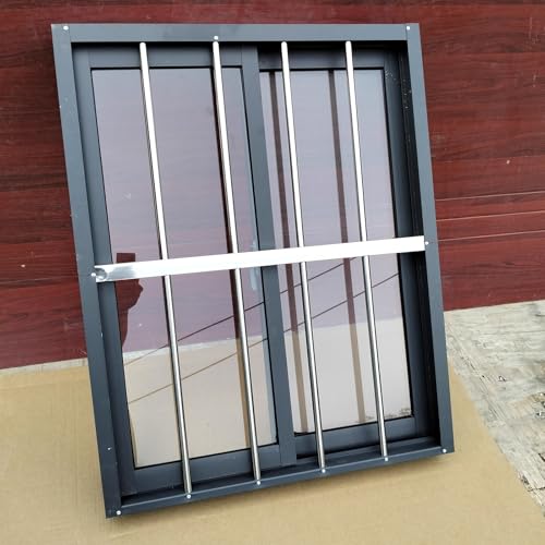 Schiebefenster isoliertes Schuppenfenster, Aluminium Kellerfenster mit gehärtetem Glas und Diebstahlschutznetz, Schuppenfenster/Häuser Ersatzfenster(50X60CM/19.7X23.6IN) von HARELA