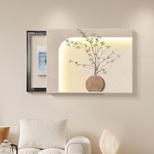 Sicherungskasten Abdeckung Schrank, Dekorativer Wand-Elektrokasten, Schrank Poster Dekoratives Wandbild Zähler-Abdeckung Versteckter Stromkasten Dekor(Black 2,60 * 50cm/23.6 * 19.7in) von HARELA