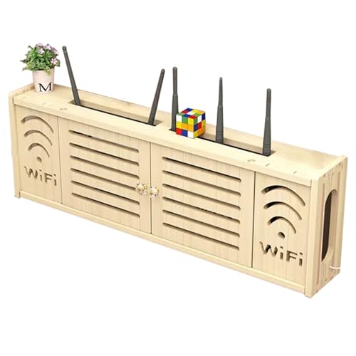 WiFi Aufbewahrungsbox Wireless Router Regal, Hängendes Wandregal, Holz Halterung für Stromkabel, Freistehender Schrank-Organizer für Zuhause und Büro(Wood Color A,24 * 71cm/9.4 * 27.9in) von HARELA