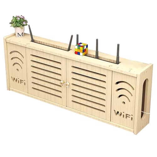 WiFi Aufbewahrungsbox Wireless Router Regal, Hängendes Wandregal, Holz Halterung für Stromkabel, Freistehender Schrank-Organizer für Zuhause und Büro(Wood Color A,28 * 71cm/11 * 27.9in) von HARELA
