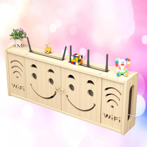 WiFi Aufbewahrungsbox Wireless Router Regal, Hängendes Wandregal, Holz Halterung für Stromkabel, Freistehender Schrank-Organizer für Zuhause und Büro(Wood Color C,28 * 71cm/11 * 27.9in) von HARELA