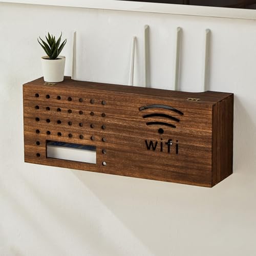 WiFi-Router-Aufbewahrungsboxen, Wandmontierte Regal Halter Router Schrank Wandbox Routerkasten, Wohnzimmer Modem Kabel Router Abdeckung Multifunkti von HARELA