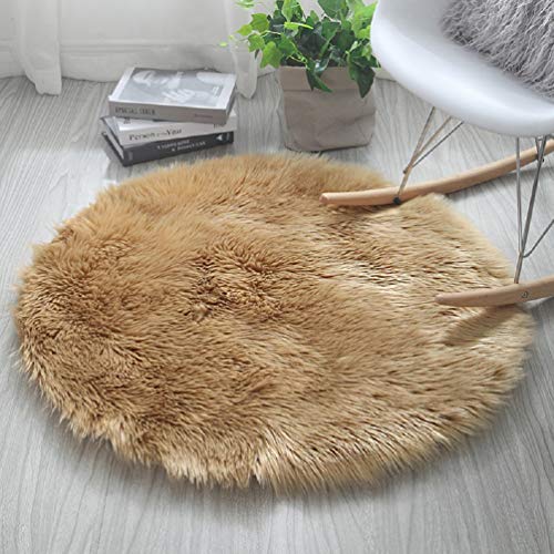 HARESLE Runder Lammfell Teppich, Flauschiger Runder Teppiche, Rutschfester Teppiche für das Schlafzimmer, Super Weicher Rund Wohnzimmer Teppich, Kinderzimmer Tepich (Kamel,120cm/47 Zoll) von HARESLE