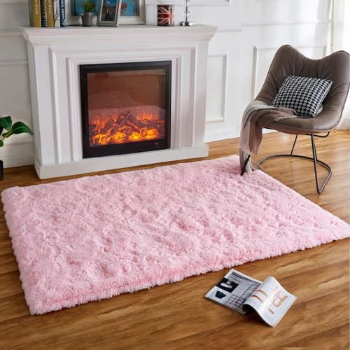 HARESLE Luxus Shaggy Weiche Teppich Wohnzimmer Fläche Teppich Quadrat Kunstpelz Indoor Flauschige zerfeste Teppiche Moderne Wohnkultur für, Esszimmer,Schlafzimmer/rosa,60 * 120CM von HARESLE