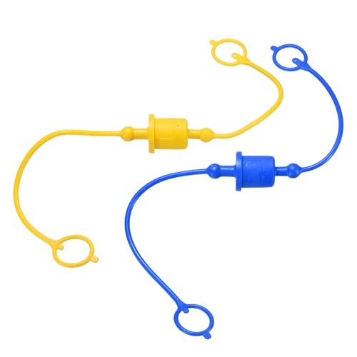 HARFINGTON 2 Sets 1/2 Hydraulikschlauch-Staubkappe und Stopfen-Set, ISO-A Staubkappe und Buchsensteckerabdeckung, Schnelltrennung, Luftkupplungsabdeckung, Anschlussstecker mit Haltering, Blau/Gelb von HARFINGTON