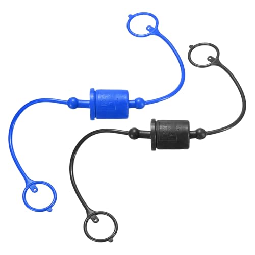 HARFINGTON 2 Sets 3/4-Zoll-Hydraulikschlauch-Staubkappe und Stecker-Set, ISO-A Staubkappe und Buchsensteckerabdeckung, Schnelltrennung, Luftkupplung, Anschlussstecker-Armaturen mit Haltering, Blau von HARFINGTON