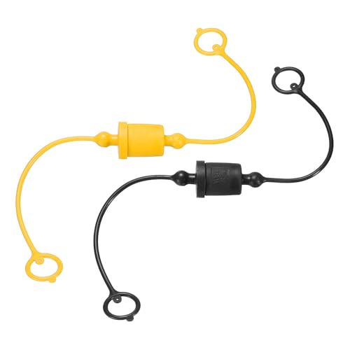 HARFINGTON 2 Sets 3/8-Zoll-Hydraulikschlauch-Staubkappe und -stecker-Set, ISO-A Staubkappe und Buchsensteckerabdeckung, Schnelltrennung, Luftkupplung, Anschlussstecker mit Haltering, Schwarz/Gelb von HARFINGTON