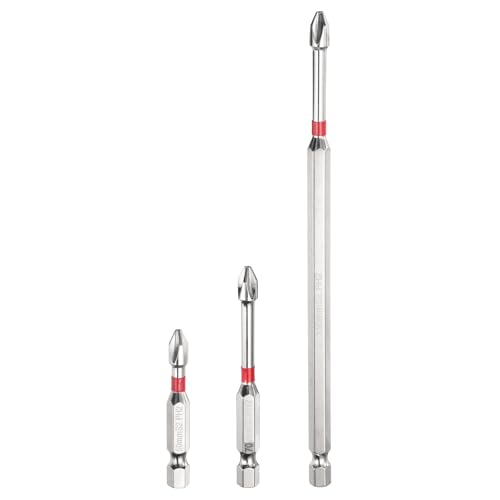 HARFINGTON 3 Stück #2 rutschfeste Kreuzschlitz-Schlagschrauber-Bits PH2 6,35 mm Sechskantschaft 2 + 7,1 cm + 15,2 cm magnetische Kreuzschlitz-Bohrer-Bits Spiegelchrom S2-Stahlschraubendreher HARFINGTON 3 Stück #2 rutschfeste Kreuzschlitz-Schlagschrauber-Bits PH2 6,35 mm Sechskantschaft 2 + 7,1 cm + 15,2 cm magnetische Kreuzschlitz-Bohrer-Bits Spiegelchrom S2-Stahlschraubendreher von HARFINGTON