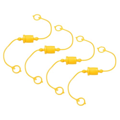 HARFINGTON 4 Sets 3/8-Zoll-Hydraulikschlauch-Staubkappe und Stecker-Set, ISO-A Staubkappe und Buchsensteckerabdeckung, Schnelltrennung, Luftkupplung, Anschlussstecker-Armaturen mit Haltering, Gelb von HARFINGTON