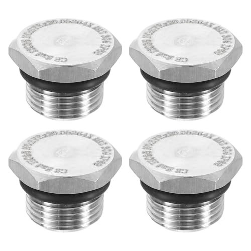 HARFINGTON 4 Stück 304 Edelstahl-Rohrstopfen, M12 x 1, metrisches Außengewinde, Sechskantkopfkappe, Sechskantkopf-Stopfen, Armaturen mit Dichtungsring für Luft, Wasser, Öl, Gasschlauch HARFINGTON 4 Stück 304 Edelstahl-Rohrstopfen, M12 x 1, metrisches Außengewinde, Sechskantkopfkappe, Sechskantkopf-Stopfen, Armaturen mit Dichtungsring für Luft, Wasser, Öl, Gasschlauch von HARFINGTON