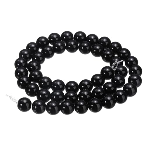 HARFINGTON 48 Stück massive schwarze Katzenaugen-Steinperlen, 8 mm, rund, glatt, Edelstein-Kristall, lose Perlen für Schmuckherstellung, Armbänder, Halsketten, Ohrringe, DIY HARFINGTON 48 Stück massive schwarze Katzenaugen-Steinperlen, 8 mm, rund, glatt, Edelstein-Kristall, lose Perlen für Schmuckherstellung, Armbänder, Halsketten, Ohrringe, DIY von HARFINGTON