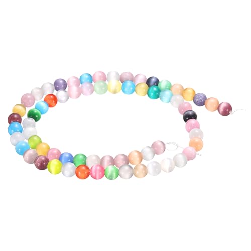 HARFINGTON 65 Stück gemischte Farben Katzenaugen-Steinperlen, 6 mm, rund, glatt, Edelstein-Kristall, lose Perlen für Schmuckherstellung, Armbänder, Halsketten, Ohrringe, DIY von HARFINGTON