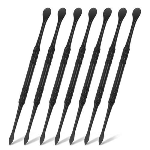 HARFINGTON 7-teiliges Wachsschnitzwerkzeug, 12,1 cm, doppelköpfig, Edelstahl, Skulpturenwerkzeug-Set, Modellierung, Gravur, Modellierlöffel, für Ton, Keramik, Basteln, Formen, schwarz beschichtet von HARFINGTON